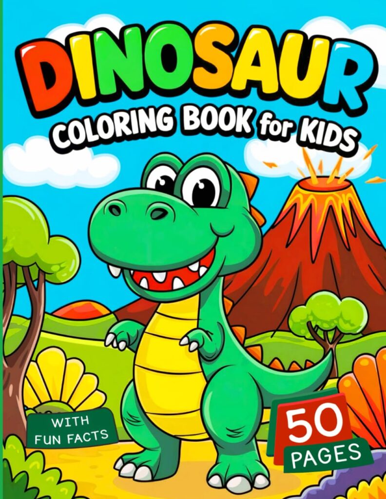 Dinosaur Coloring Book With Fun Facts For Kids